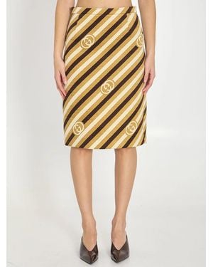 Gucci Diagonal Gg Longuette Skirt - Yellow
