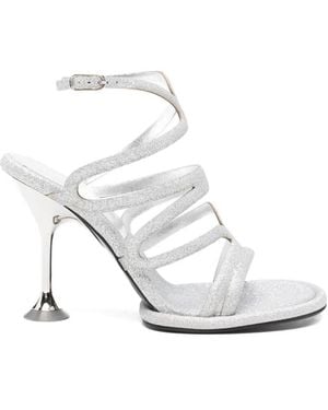Sergio Rossi Glittered Heel Sandals - White