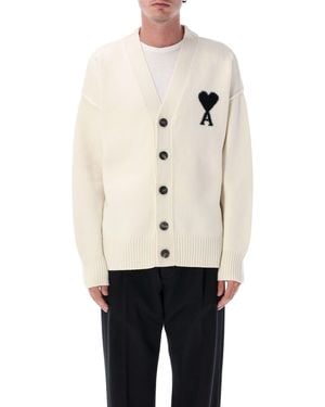 Ami Paris Ecru Wool Jumper - Natural