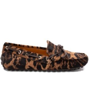 Tod's Leopard-Print Calf Hair Loafers - Brown