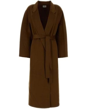 LeKasha Double Face Cashmere Coat With Belt - Brown
