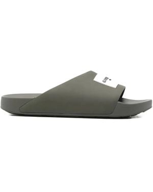 Givenchy Label Slide Flat Mules - Grey