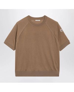 Moncler Raglan-Sleeve Wool T-Shirt - Brown