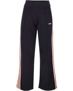 Autry Viscose Track Pants With Side Stripes - Blue