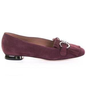Casadei Burgundy Suede Moccasin Slipper - Purple