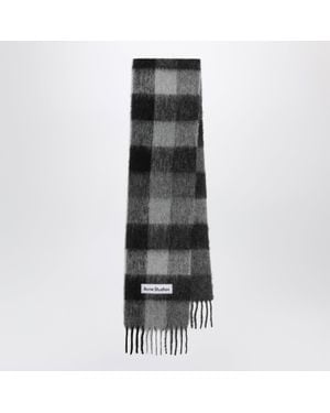 Acne Studios Checked Mohair Scarf Dark//Dark - Black