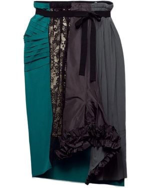 Prada Patchwork Midi Skirt With Panel Construction - Black