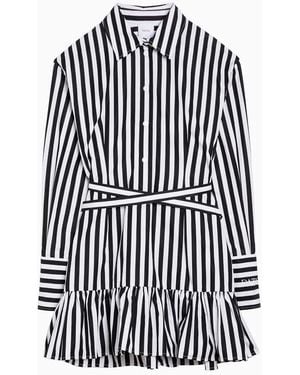 Patou Striped Cotton Mini Chemisier Dress - Black
