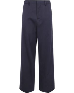Ann Demeulemeester "Viola" Flared Leg Loose Pants With Double Side Bands - Blue