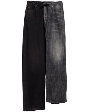 Balenciaga Denim Asymmetric Hem Adjustable Waist Strap Trousers - Black