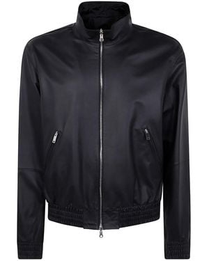 Desa Leather Reversible Bomber Jacket - Black