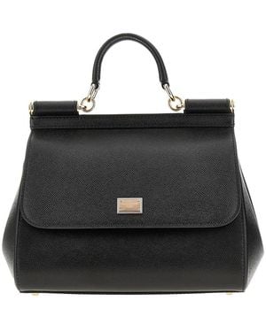 Dolce & Gabbana Dolce & Gabbana Dauphine Leather Large Sicily Bag - Black