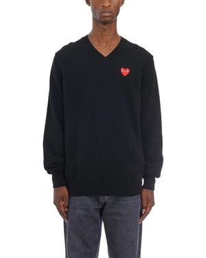 COMME DES GARÇONS PLAY Maglia Scollo A V Logo - Blue