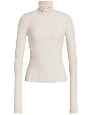 Alberta Ferretti Nude Neutrals Triacetate Polyester Turtleneck - White