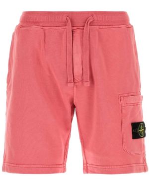 Stone Island Dark Cotton Bermuda Shorts - Pink