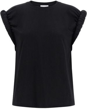 Nude Curled Sleeve T-Shirt - Black