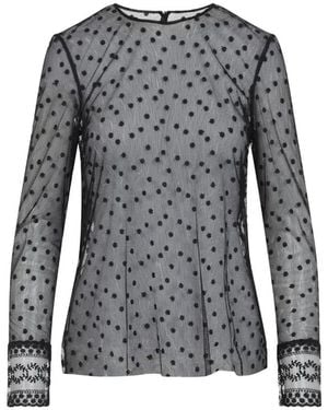 Alberta Ferretti L/S Pois Tulle Top - Gray