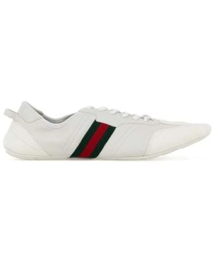 Gucci Leather And Suede Flex Sneakers - White