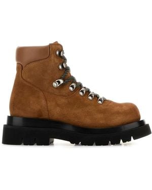 Bottega Veneta Caramel Suede Lug Ankle Boots - Brown