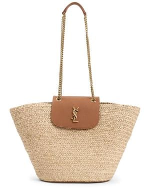 Saint Laurent Raffia Manon Shopping Bag - Natural