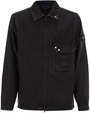 Stone Island Denim Jacket With Zip Fastening - Black