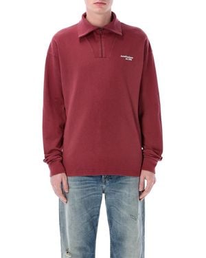 Acne Studios Zip-Up Logo Sweatshirt - Red