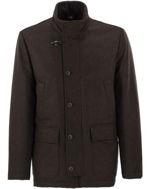 Fay Virgin Wool Jacket With Suede Details By - Black