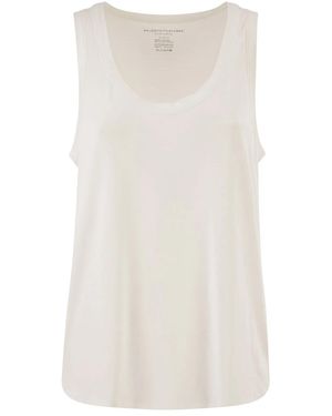 Majestic Sleeveless Stretch Viscose Top With Wide Neckline - White