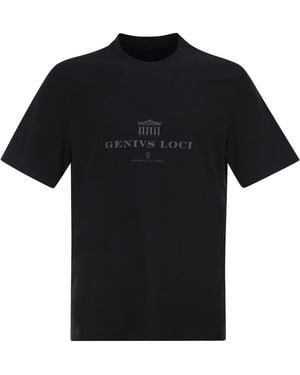 Brunello Cucinelli Cotton Jersey Crew Neck T-Shirt With Print - Black