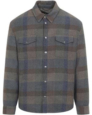 Etro Wool Checked Shirt - Gray