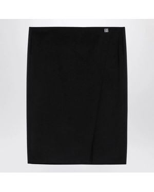 Givenchy Wool Skirt With Metal Button 4G - Black