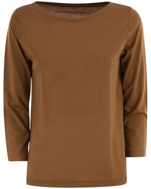 Majestic T-Shirt With 3/4 Sleeves - Brown