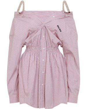 Miu Miu Short Striped Dress - Purple