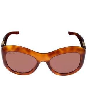 Gucci Primavera Tortoise Round Sunglasses - Red