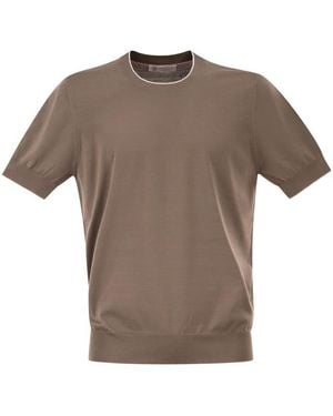 Brunello Cucinelli Short-Sleeved Cotton Jersey - Brown