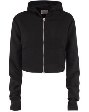 7 For All Mankind Cropped Wool And Cashmere-Blend Hooded Jacket - Black