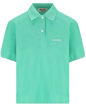 Miu Miu Cotton Piqué Polo Shirt - Green