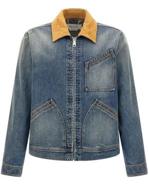 McQueen Suede Denim Jacket - Blue