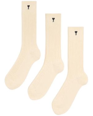 Ami Paris Three Pack Socks - White