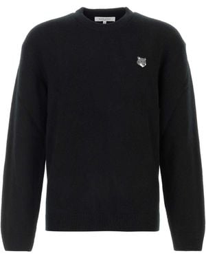 Maison Kitsuné Fox Head Lambswool Comfort Jumper - Black