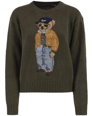 Polo Ralph Lauren Cotton Polo Bear Knit Jumper - Green
