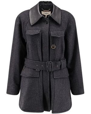 Chloé Embroidered Wool Coat - Black