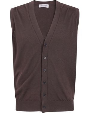 John Smedley "Bolton" Fashion Vee Waistcoat - Brown