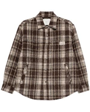 DUNST Quilted Check Shirt - Brown