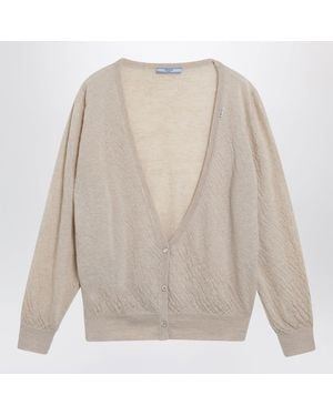 Prada Desertcoloured Cashmere Cardigan - White