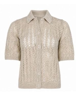 Eleventy Ivory Open-Knit T-Shirts - Natural