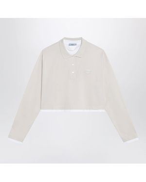 Prada Talccolored Cropped Polo - White