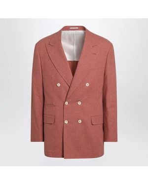 Brunello Cucinelli Peach Doublebreasted Woolblend Jacket - Red
