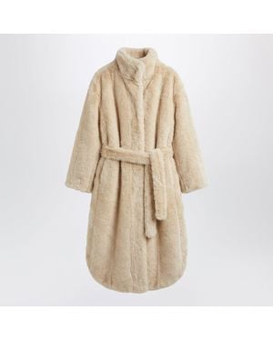 Frankie Shop Belted Faux Fureffect Coat - Natural