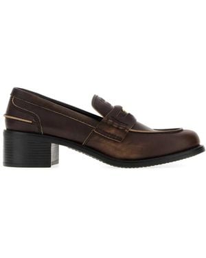 Miu Miu Leather Loafers - Brown